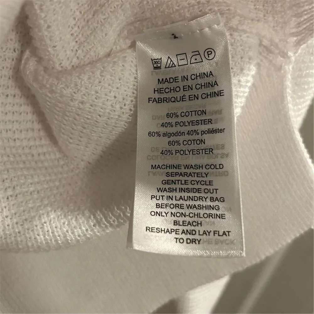 Michael Kors Women's White Ribbed Hoodie Sweater Size M‎ Pullover